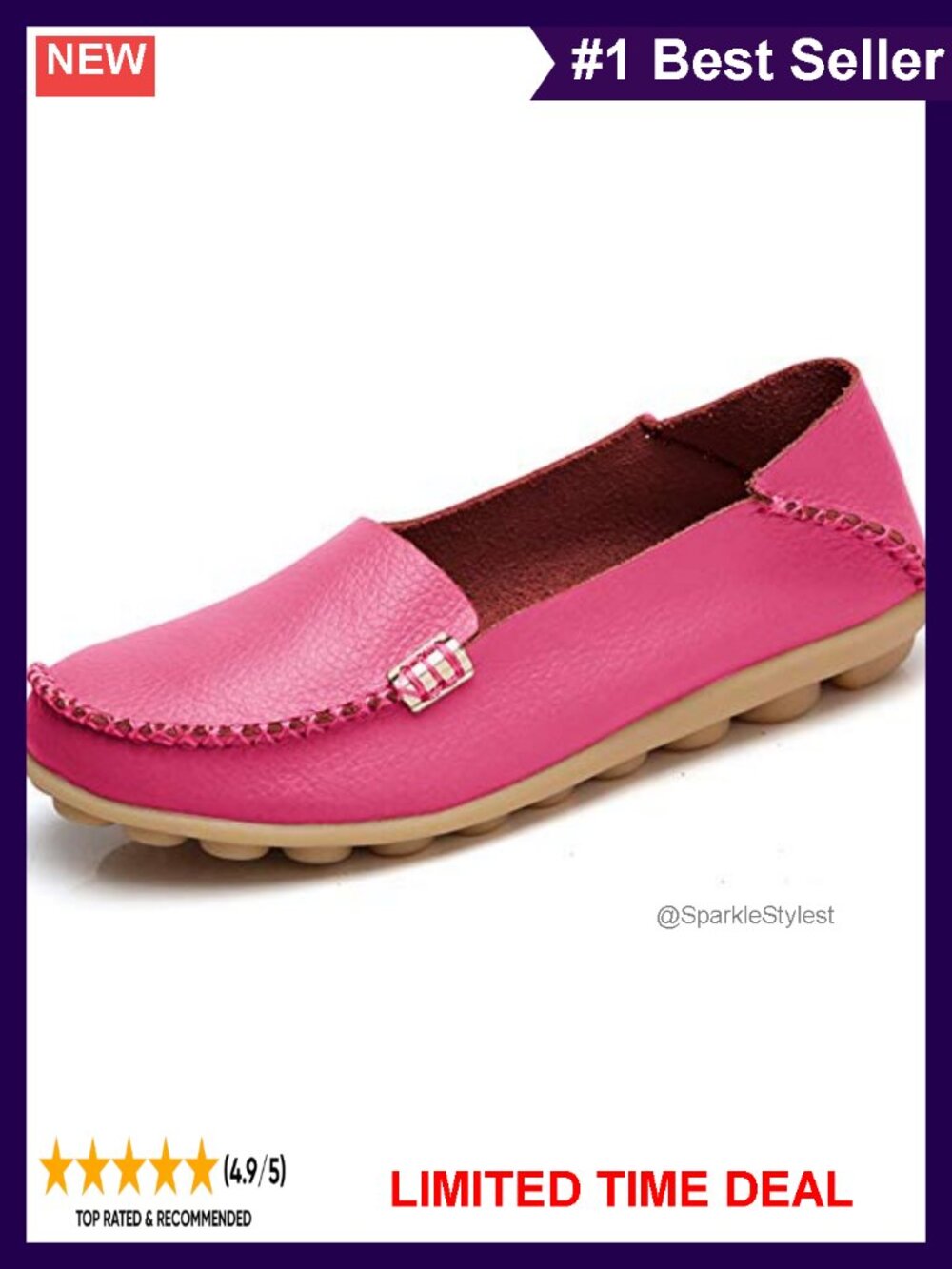 Lightweight Slip On Walking Loafer Moc Toe with Metal Bit Ornament